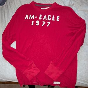 American Eagle Outfitters Red Long Sleeve Tee